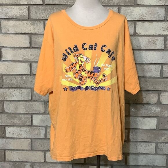 Vintage Pooh tigger shirt Disney Pooh 90’s wild cat cafe tigger espresso 22-24w - Picture 1 of 6
